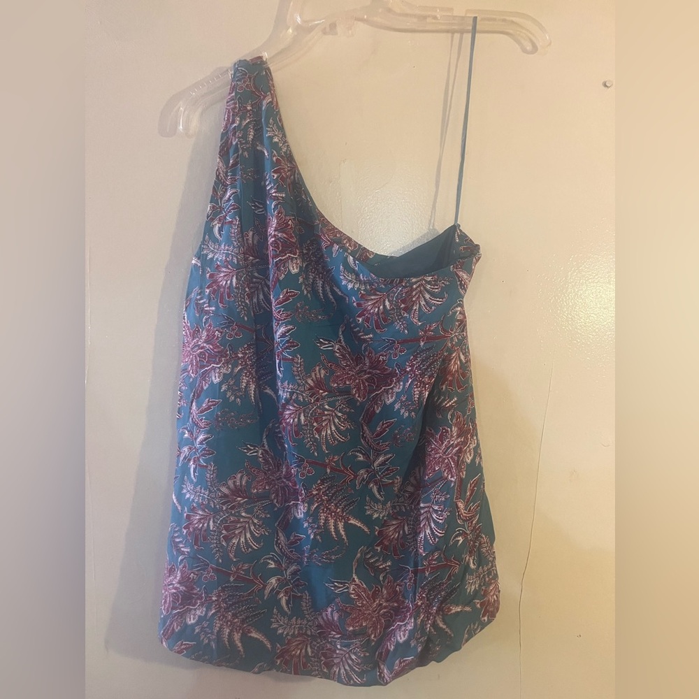 NWT Ann Taylor LOFT Pleated Shoulder Iris One Shoulder SIZE M - Picture 4 of 9